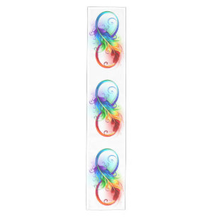 Unendliches Symbol mit Regenbogenfederhalter Mittelgroßer Tischläufer