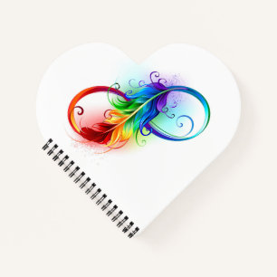 Unendliches Symbol mit Regenbogenfederhalter Notizbuch