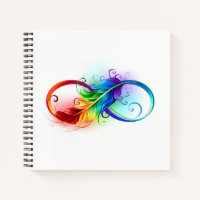 Unendliches Symbol mit Regenbogenfederhalter