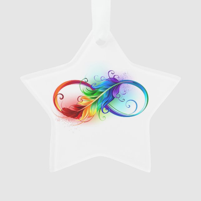 Unendliches Symbol mit Regenbogenfederhalter Ornament (Vorderseite)