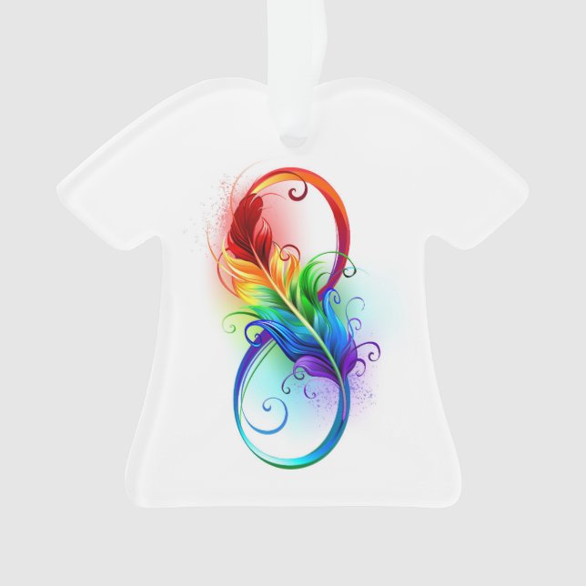 Unendliches Symbol mit Regenbogenfederhalter Ornament (Vorderseite)