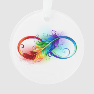 Unendliches Symbol mit Regenbogenfederhalter Ornament