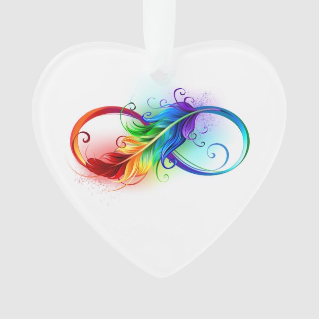Unendliches Symbol mit Regenbogenfederhalter Ornament (Vorderseite)