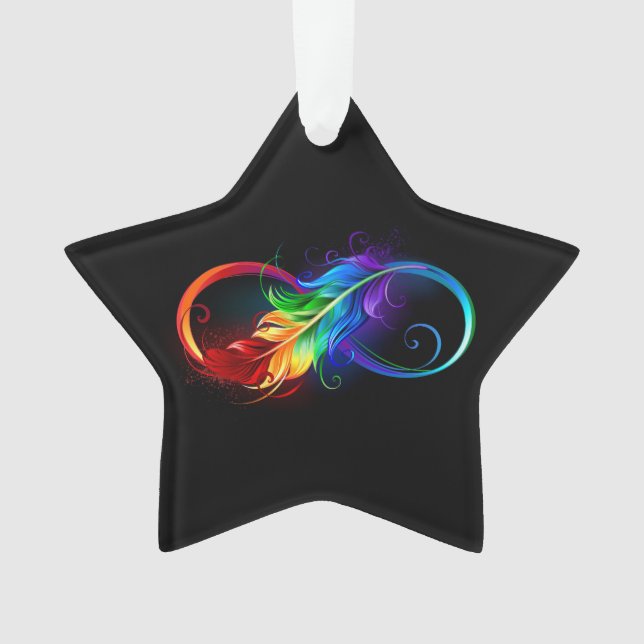 Unendliches Symbol mit Regenbogenfederhalter Ornament (Vorderseite)