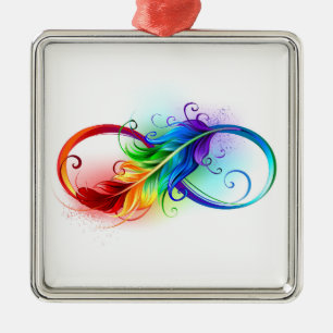 Unendliches Symbol mit Regenbogenfederhalter Ornament Aus Metall
