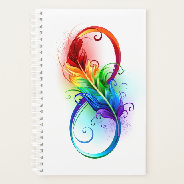 Unendliches Symbol mit Regenbogenfederhalter Planer (Vorderseite)