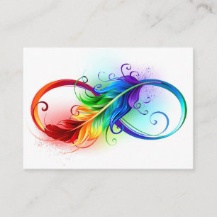 Unendliches Symbol mit Regenbogenfederhalter Platzkarte