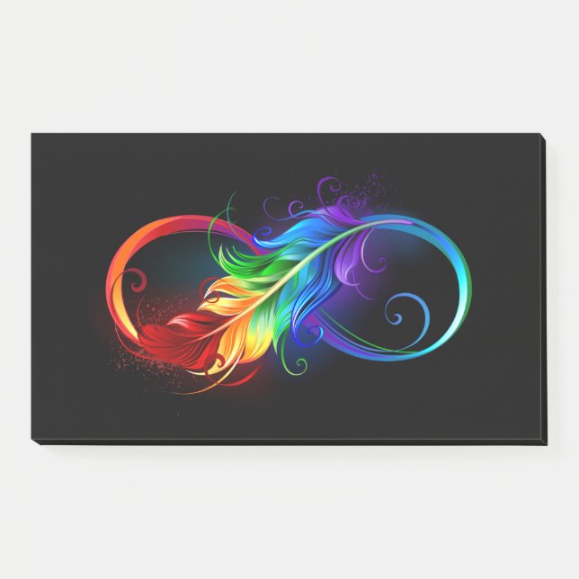 Unendliches Symbol mit Regenbogenfederhalter Post-it Klebezettel (Vorderseite)