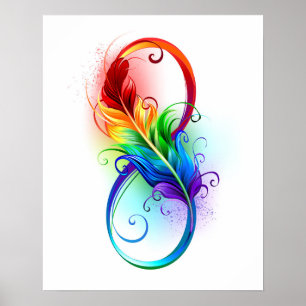 Unendliches Symbol mit Regenbogenfederhalter Poster