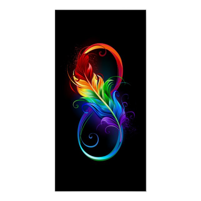 Unendliches Symbol mit Regenbogenfederhalter Poster (Vorderseite)