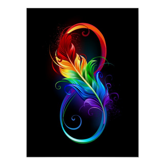 Unendliches Symbol mit Regenbogenfederhalter Poster (Vorderseite)