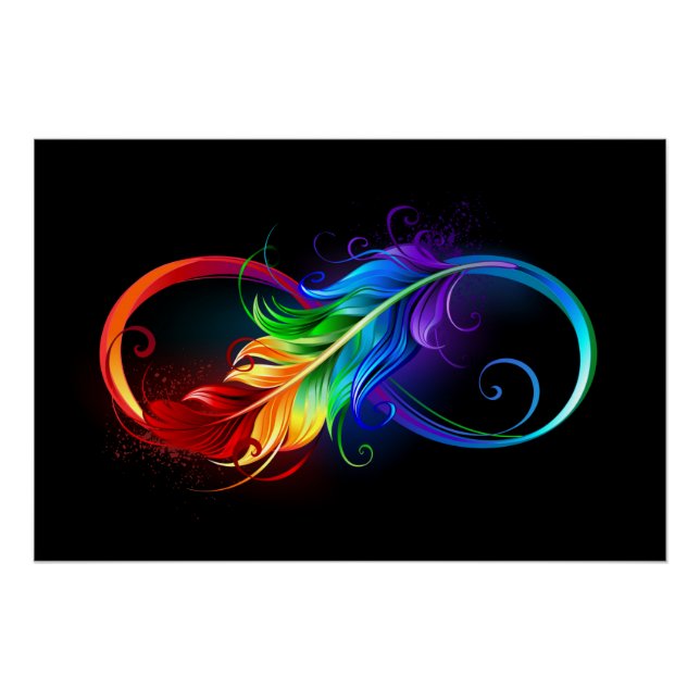 Unendliches Symbol mit Regenbogenfederhalter Poster (Vorderseite)