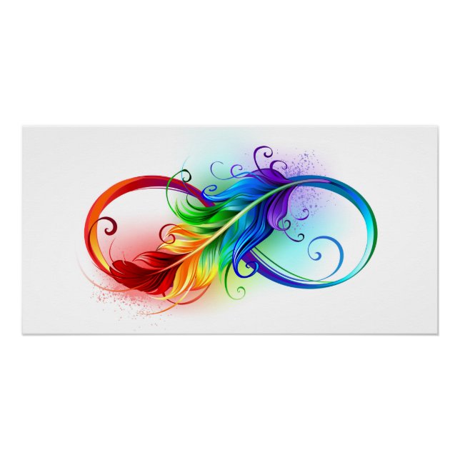 Unendliches Symbol mit Regenbogenfederhalter Poster (Vorderseite)
