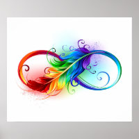 Unendliches Symbol mit Regenbogenfederhalter