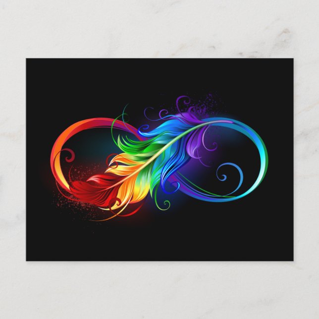 Unendliches Symbol mit Regenbogenfederhalter Postkarte (Vorderseite)