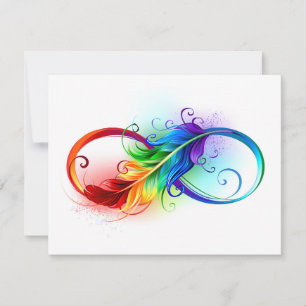 Unendliches Symbol mit Regenbogenfederhalter RSVP Karte