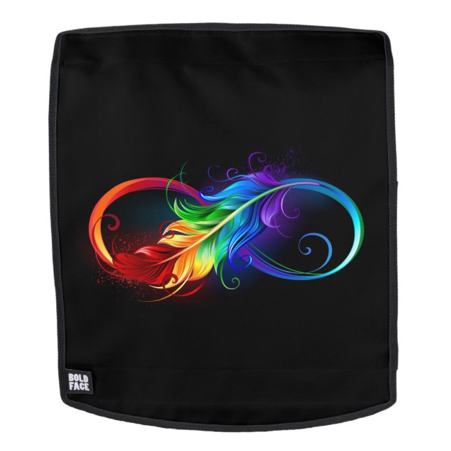 Unendliches Symbol mit Regenbogenfederhalter Rucksack (Abnehmbare Front)