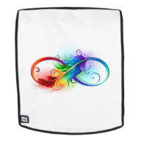Unendliches Symbol mit Regenbogenfederhalter
