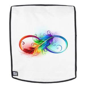 Unendliches Symbol mit Regenbogenfederhalter Rucksack