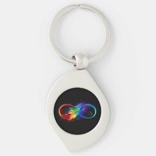 Unendliches Symbol mit Regenbogenfederhalter Schlüsselanhänger