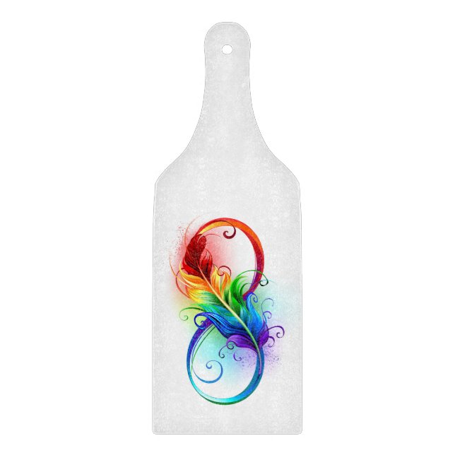 Unendliches Symbol mit Regenbogenfederhalter Schneidebrett (Vorderseite)