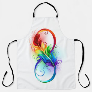 Unendliches Symbol mit Regenbogenfederhalter Schürze