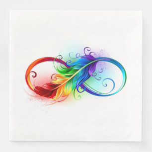 Unendliches Symbol mit Regenbogenfederhalter Serviette