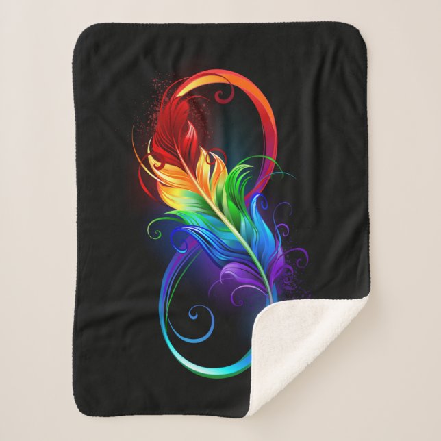 Unendliches Symbol mit Regenbogenfederhalter Sherpadecke (Vorderseite)