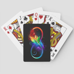 Unendliches Symbol mit Regenbogenfederhalter Spielkarten