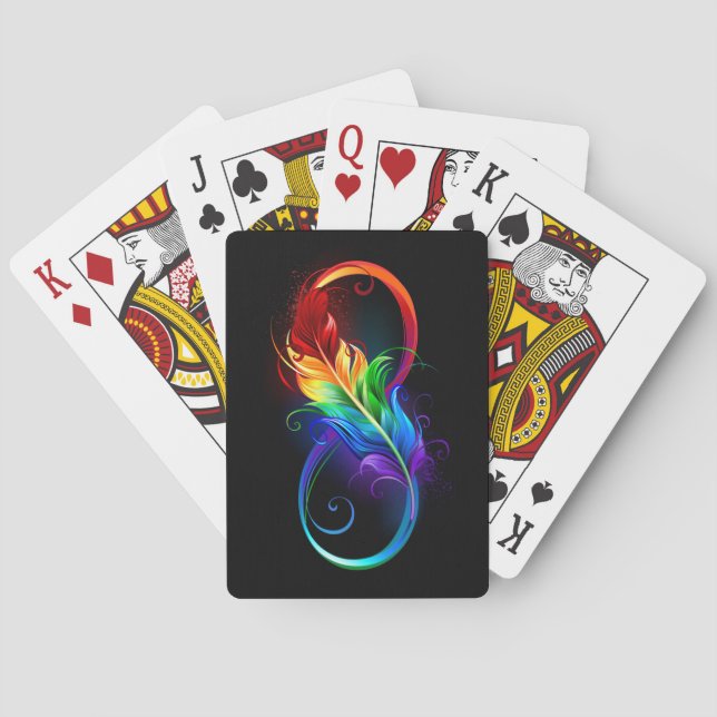 Unendliches Symbol mit Regenbogenfederhalter Spielkarten (Rückseite)