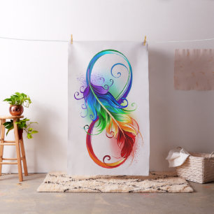 Unendliches Symbol mit Regenbogenfederhalter Stoff