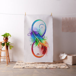 Unendliches Symbol mit Regenbogenfederhalter Stoff