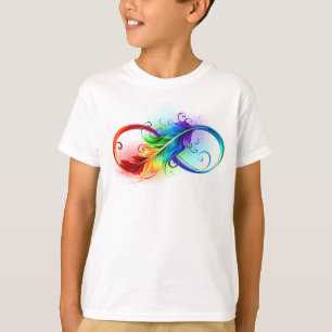 Unendliches Symbol mit Regenbogenfederhalter T-Shirt