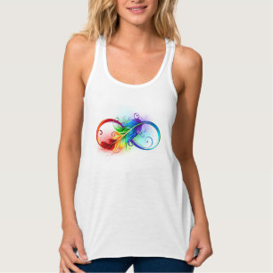 Unendliches Symbol mit Regenbogenfederhalter Tank Top