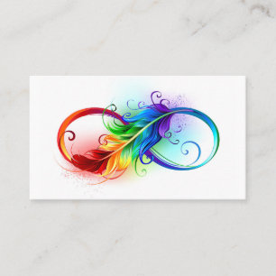 Unendliches Symbol mit Regenbogenfederhalter Terminkarte