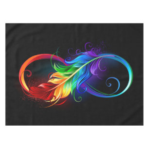 Unendliches Symbol mit Regenbogenfederhalter Tischdecke