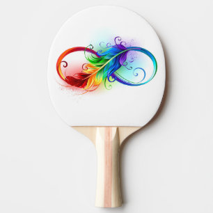 Unendliches Symbol mit Regenbogenfederhalter Tischtennis Schläger