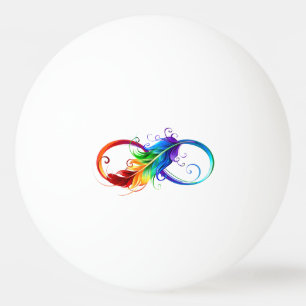 Unendliches Symbol mit Regenbogenfederhalter Tischtennisball