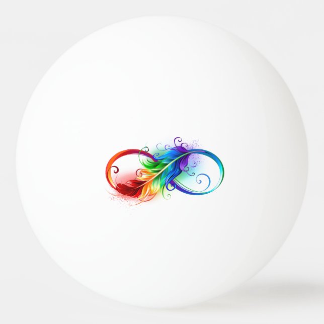 Unendliches Symbol mit Regenbogenfederhalter Tischtennisball (Vorderseite)