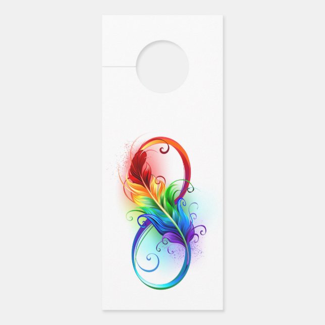 Unendliches Symbol mit Regenbogenfederhalter Türanhänger (Vorderseite)