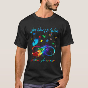Unendlichkeit Herz Liebe Autismus-Bewusstsein brau T-Shirt