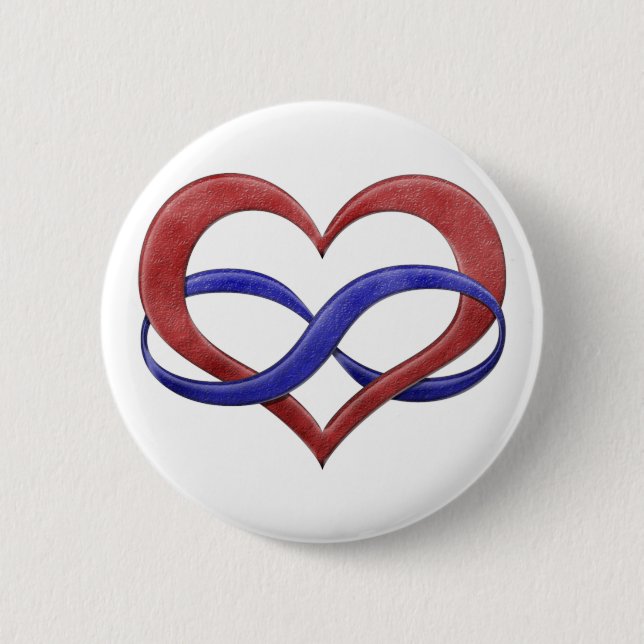 Unendlichkeit Herzsymbol Polyamory Prilag Farben Button (Vorderseite)