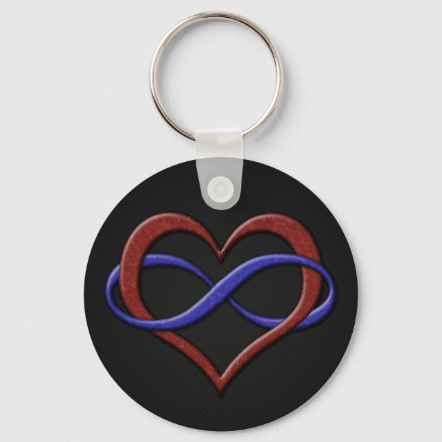 Unendlichkeit Herzsymbol Polyamory Prilag Farben Schlüsselanhänger (Vorderseite)