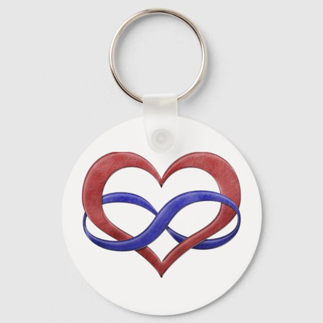 Unendlichkeit Herzsymbol Polyamory Prilag Farben Schlüsselanhänger (Vorderseite)