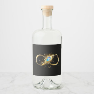 Unendlichkeit mit Golden Peacock Feather Alkoholflaschenetikett