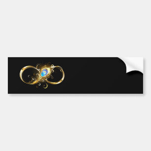 Unendlichkeit mit Golden Peacock Feather Autoaufkleber