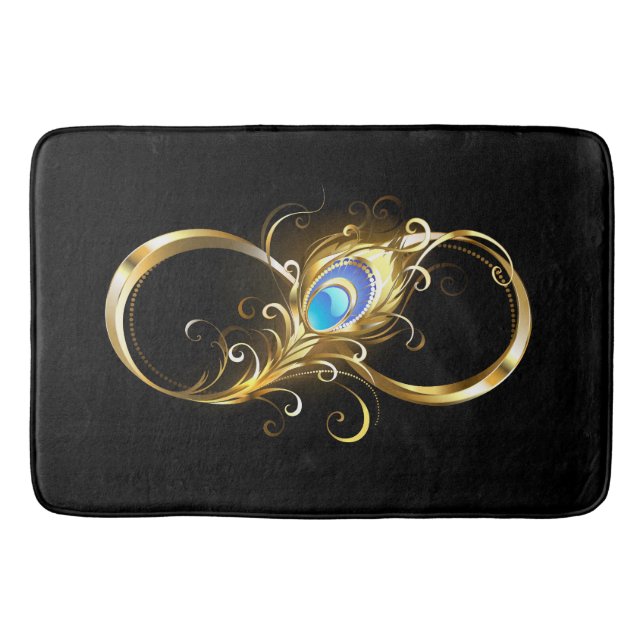 Unendlichkeit mit Golden Peacock Feather Badematte (Vorderseite)