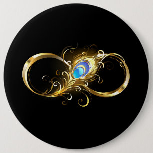 Unendlichkeit mit Golden Peacock Feather Button