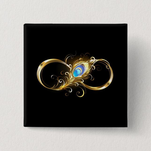 Unendlichkeit mit Golden Peacock Feather Button (Vorderseite)
