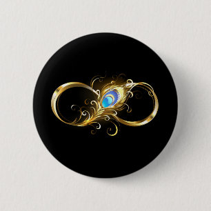 Unendlichkeit mit Golden Peacock Feather Button
